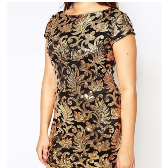 Black & Gold Sequin Club L Dress - Picture 1 of 5